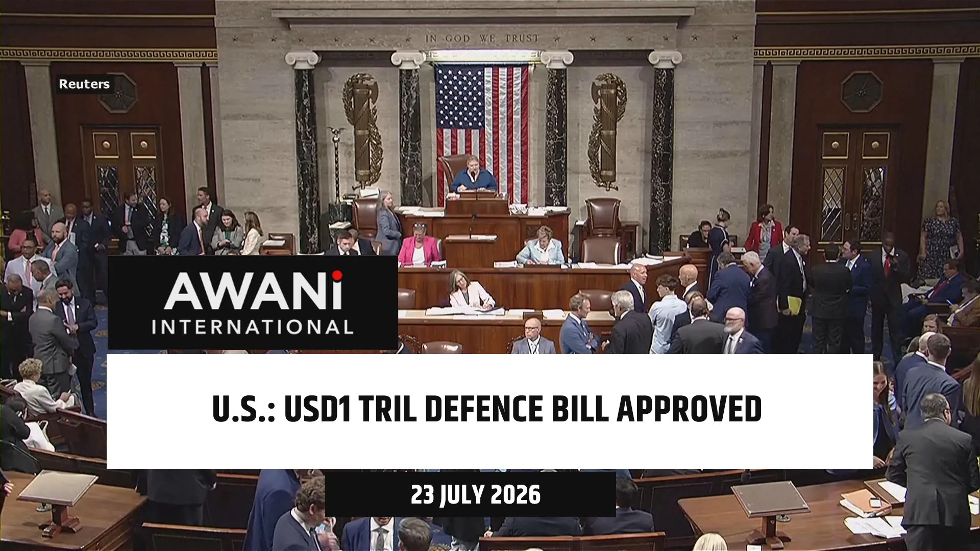 U.S. House passes USD1 tril defence bill