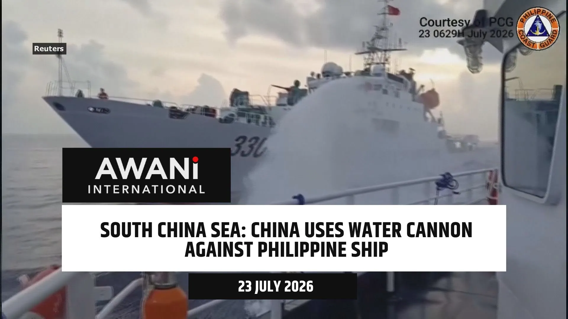 China uses water cannon against Philippine ship