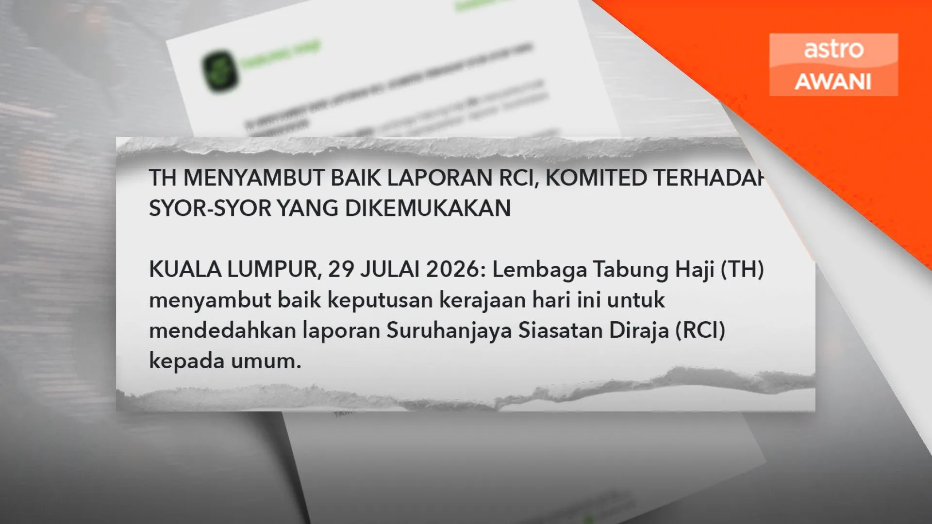 TH sambut baik pendedahan laporan RCI, 75 peratus syor sudah dilaksana