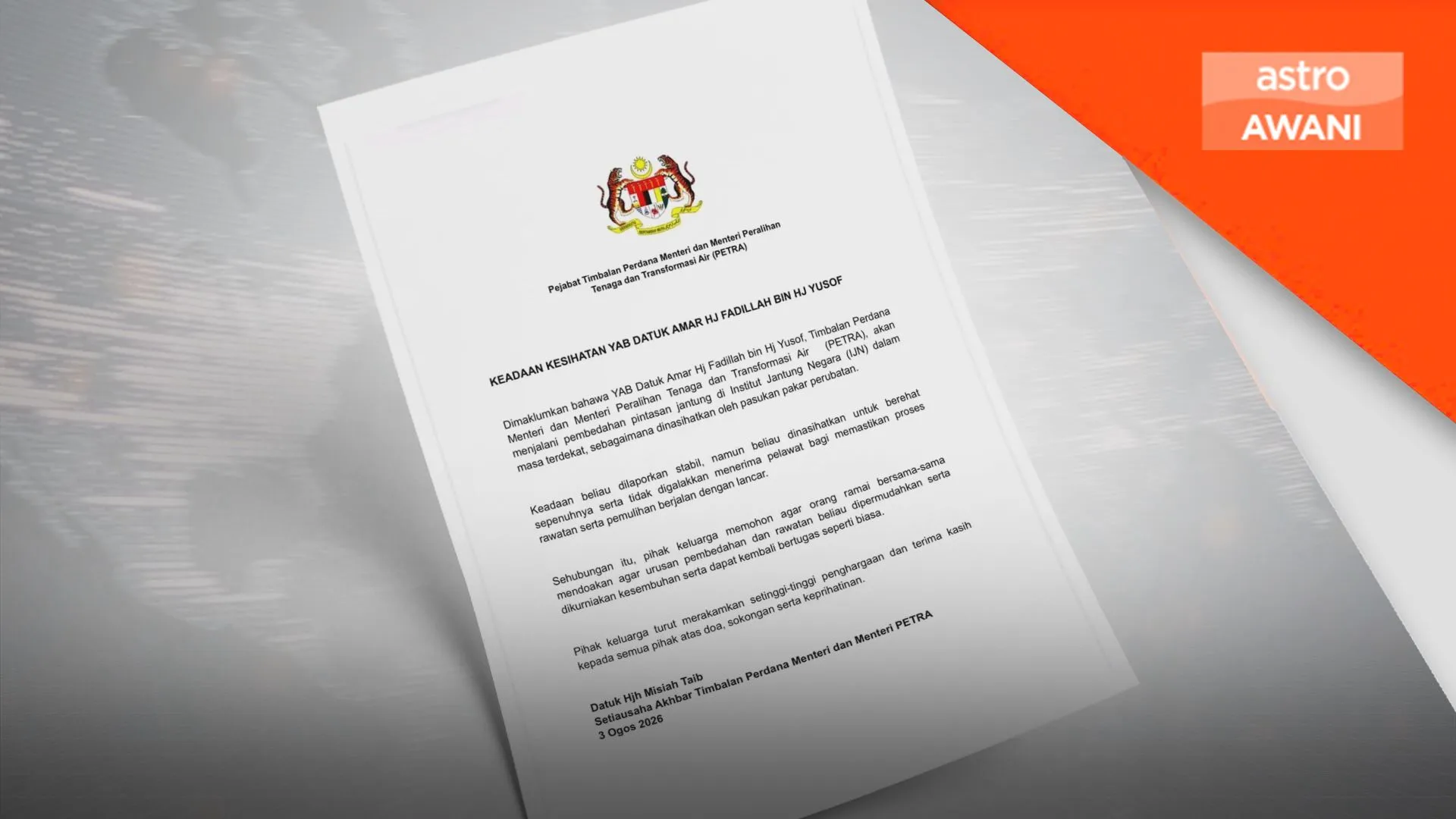 Fadillah jalani pintasan jantung dalam masa terdekat