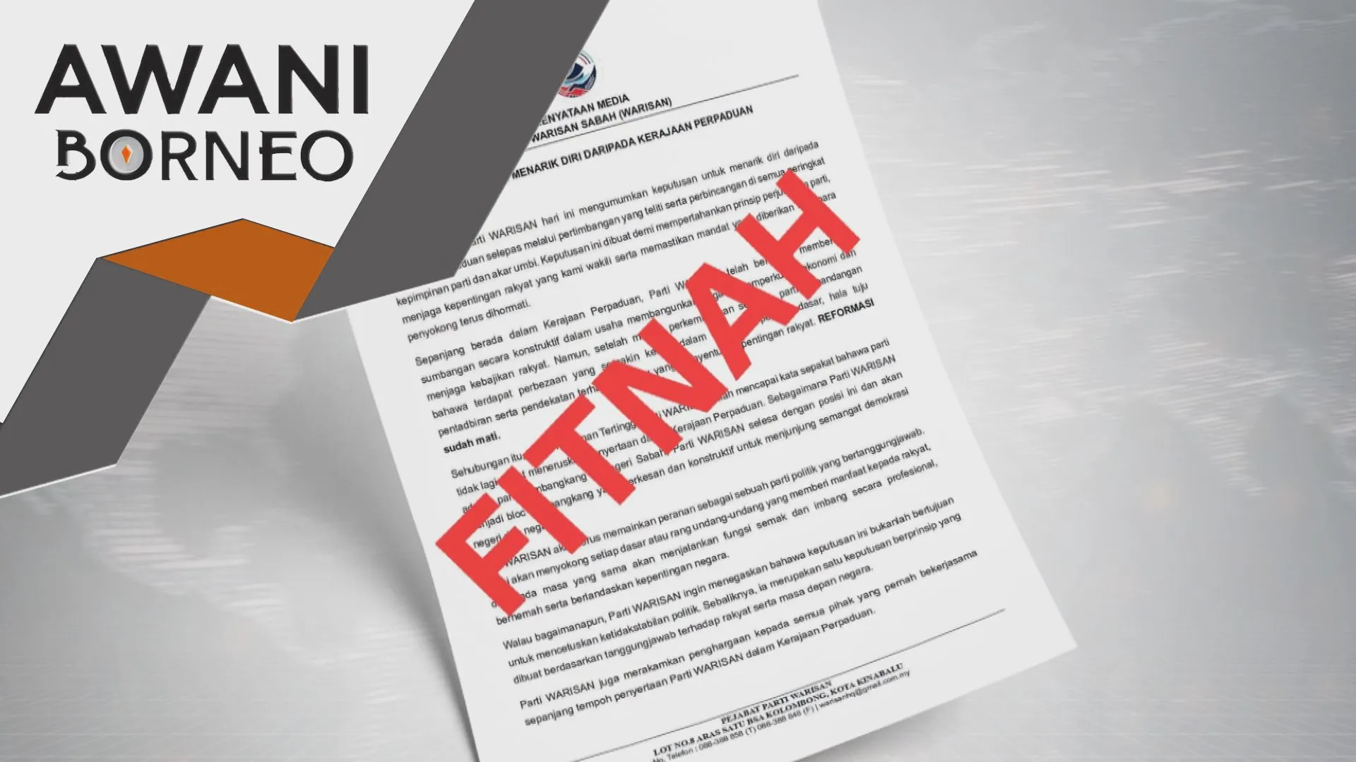 Warisan nafi tarik diri daripada Kerajaan Perpaduan
