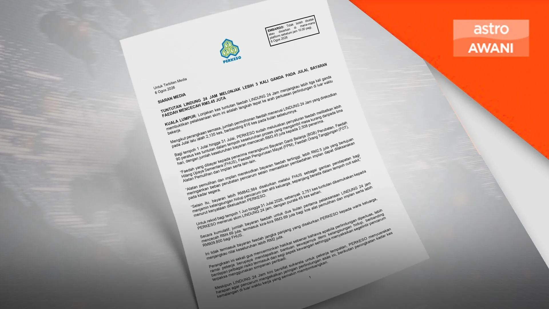 Tuntutan LINDUNG 24 Jam naik tiga kali ganda