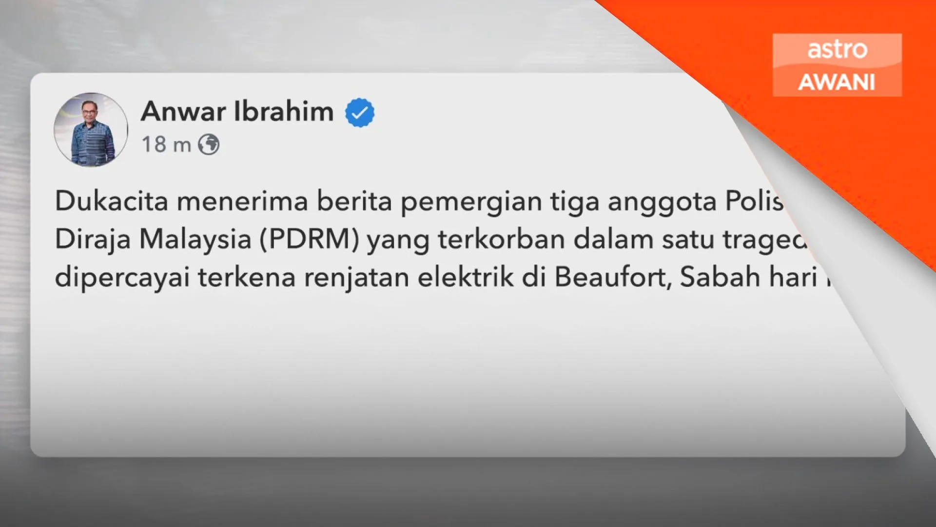 PM zahir dukacita tiga anggota polis maut dalam tragedi renjatan elektrik