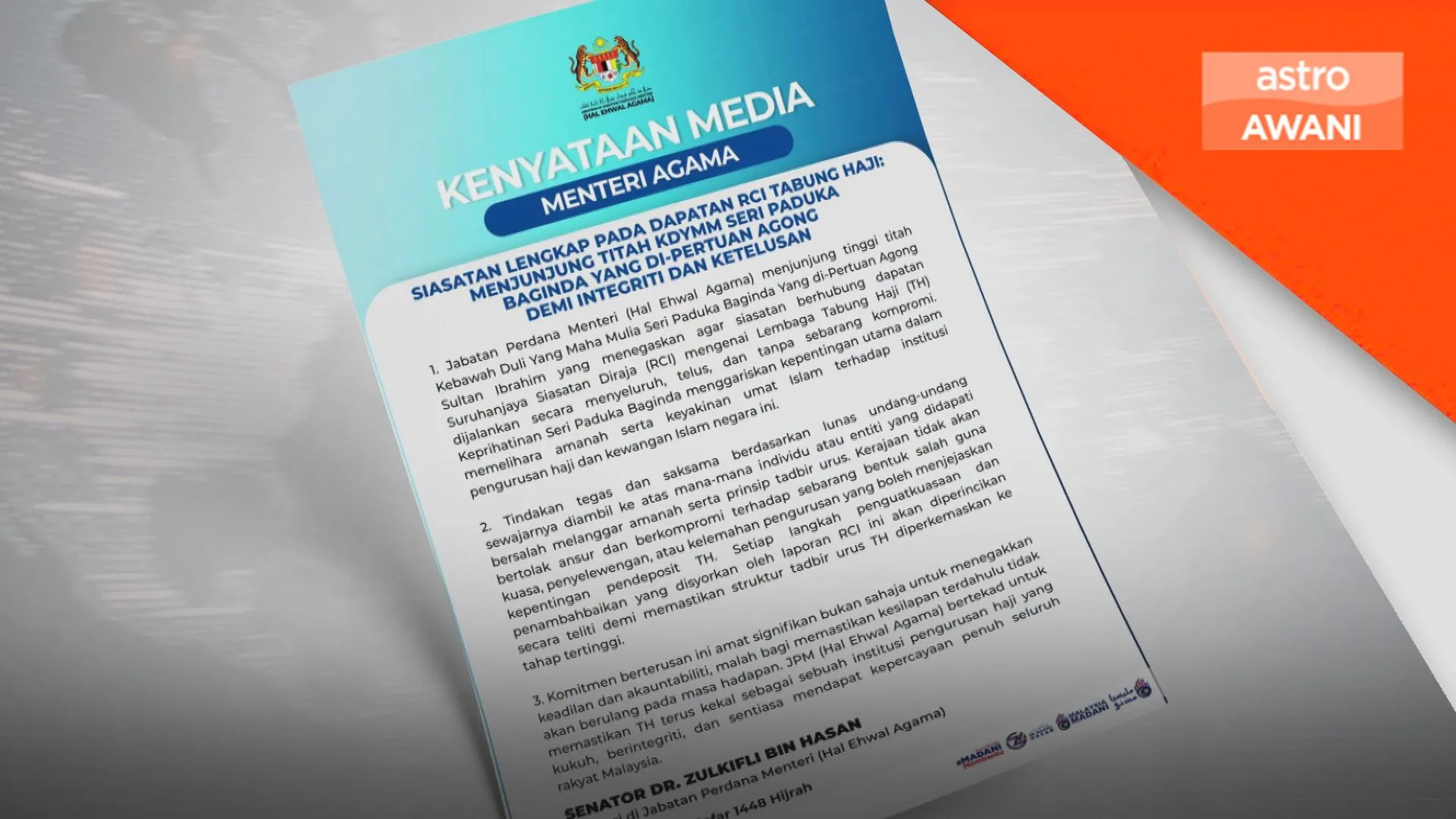 JPM Agama junjung titah siasat RCI Tabung Haji
