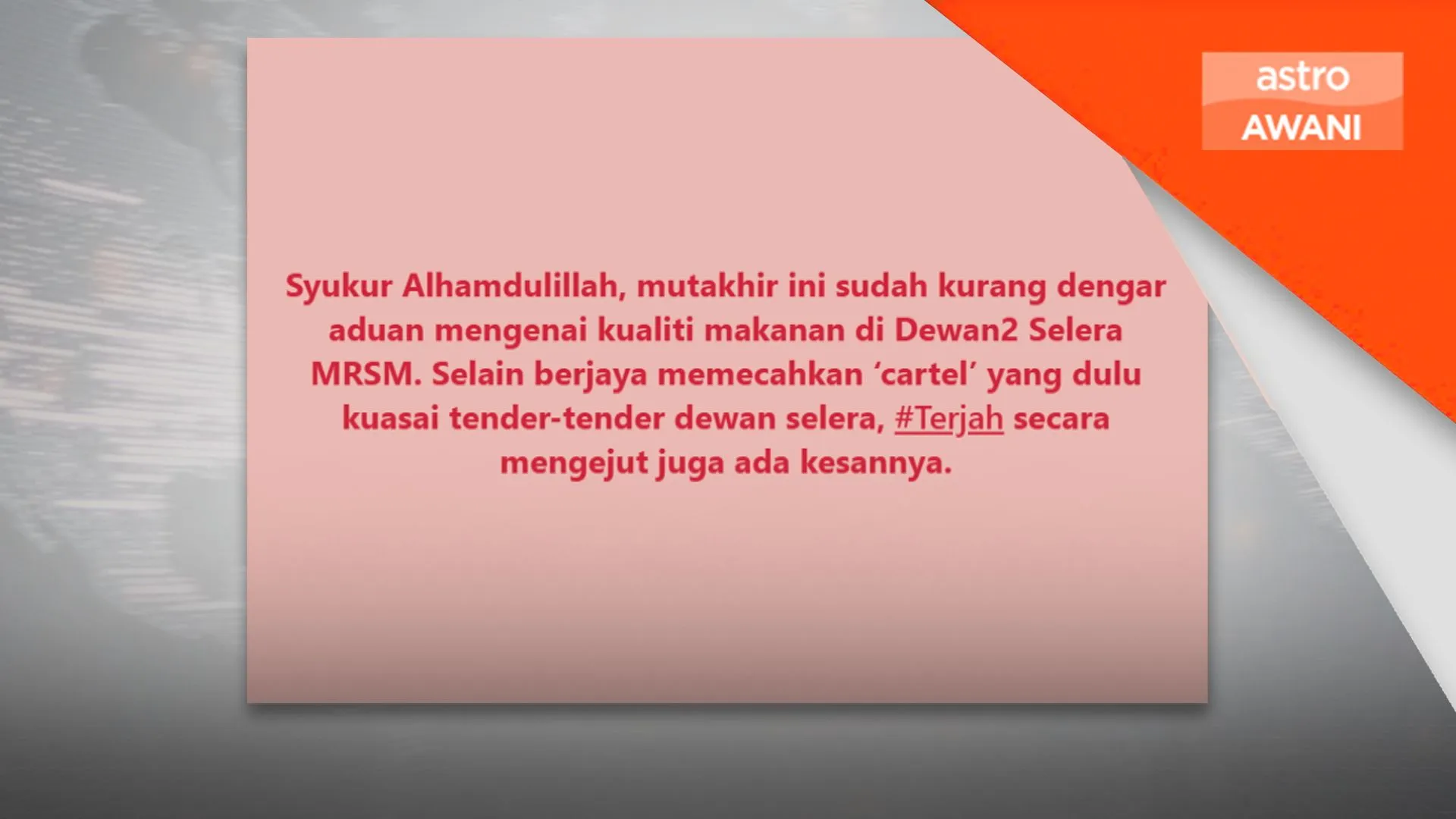 MARA pecah ‘kartel’ kontrak dewan selera MRSM, aduan makanan semakin kurang – Asyraf Wajdi