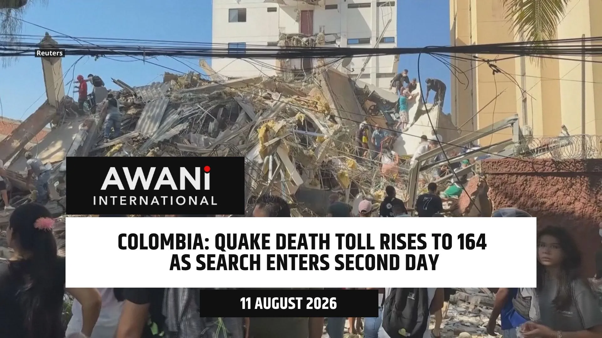 Colombia: Quake death toll rises to 164 as search enters second day
