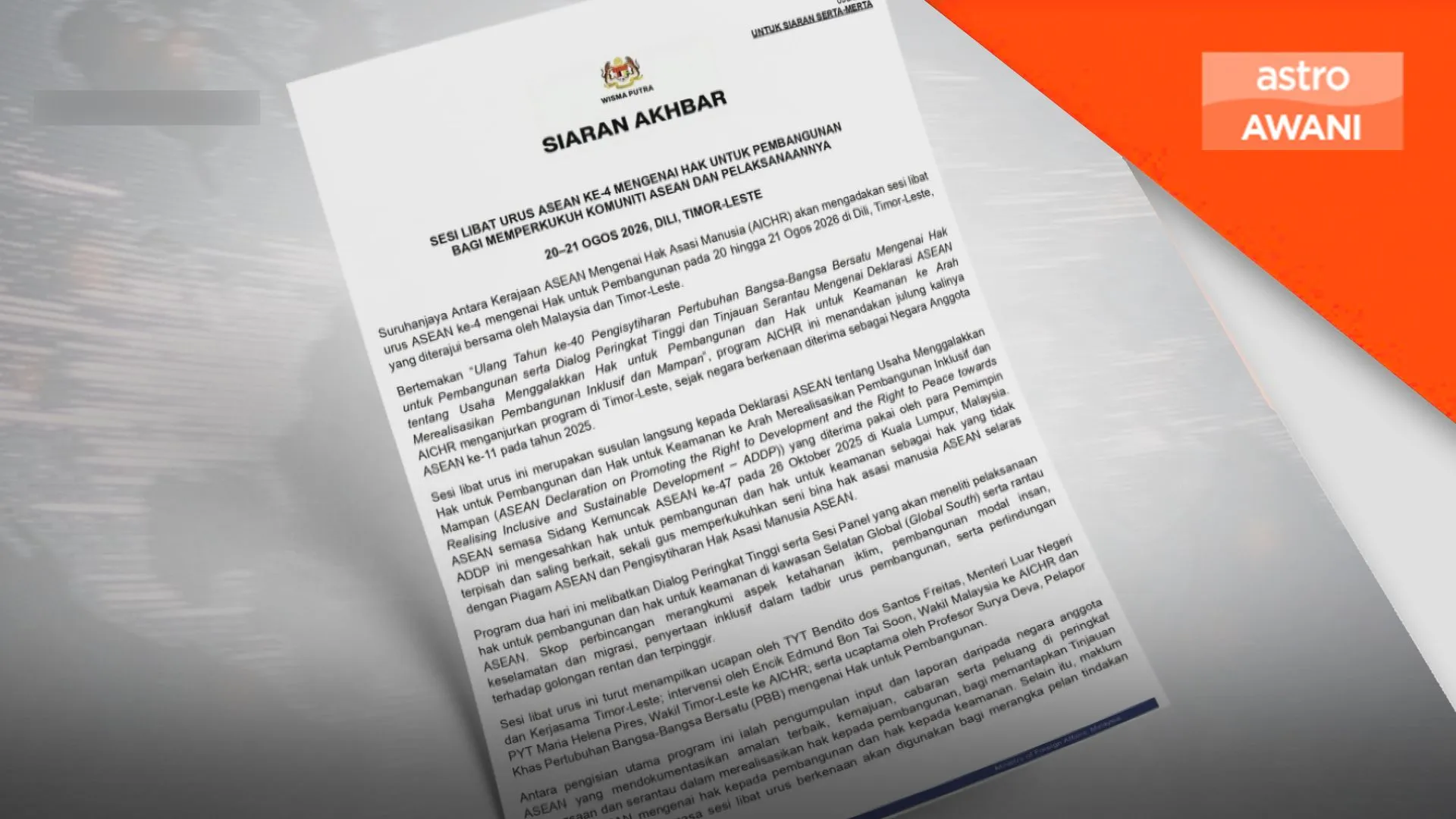 Malaysia, Timor-Leste terajui rundingan hak asasi ASEAN