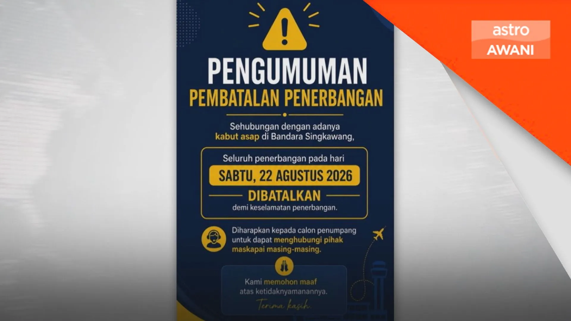 Penerbangan di Lapangan Terbang Singkawang, Kalimantan barat dibatalkan