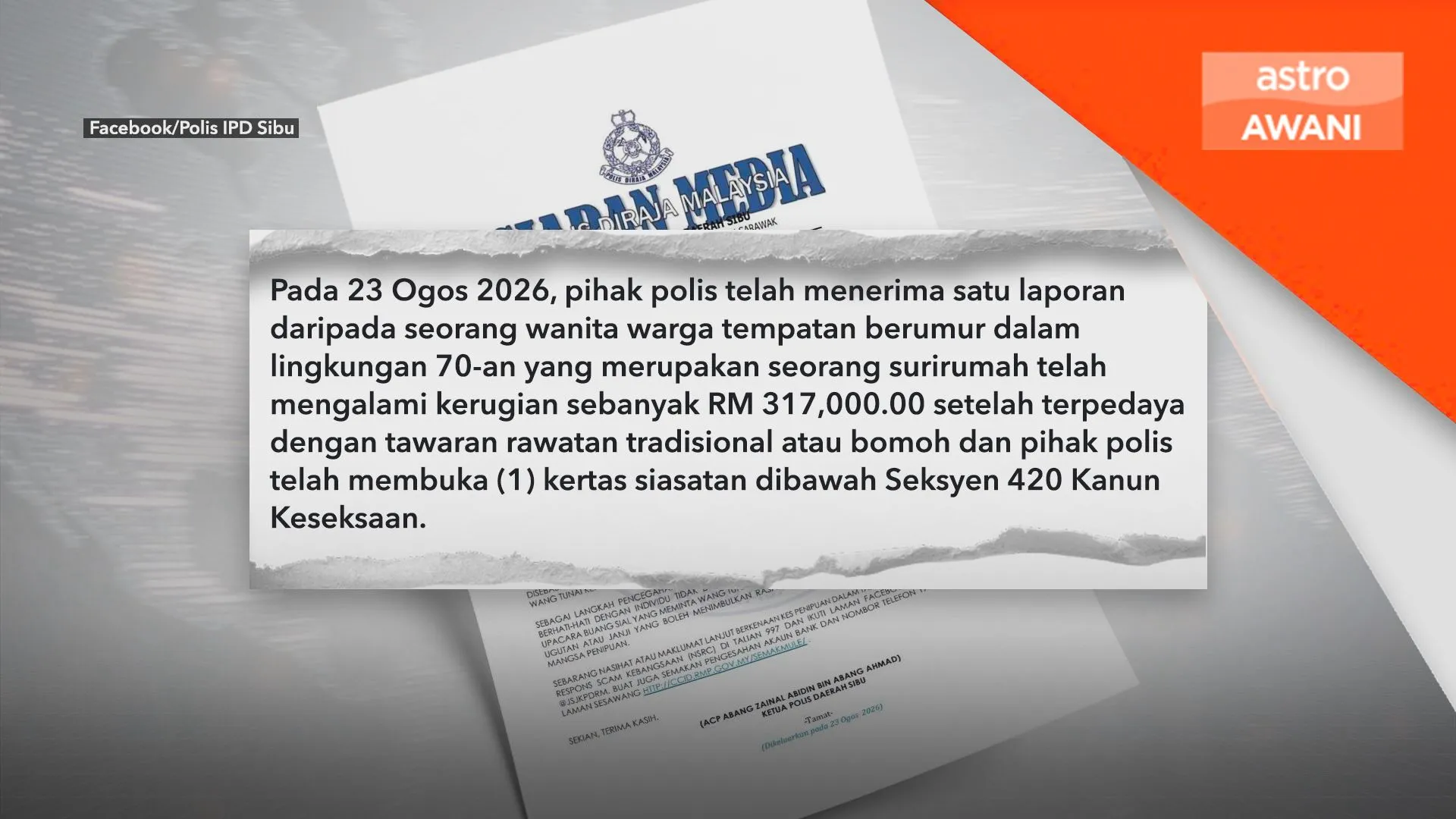 Warga emas rugi RM317,000 terpedaya sindiket 'rawatan tradisional'