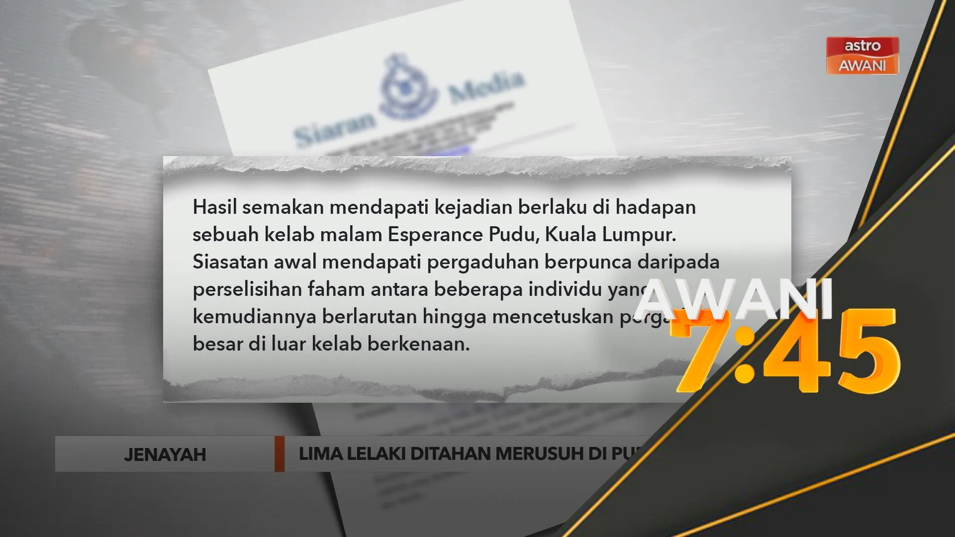 Lima lelaki ditahan merusuh di Pudu