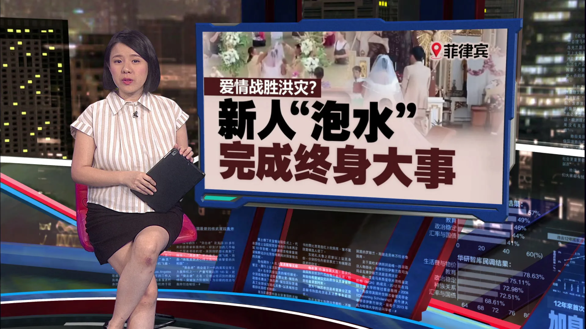 爱情战胜洪灾？   菲律宾新人“泡水”完成终身大事