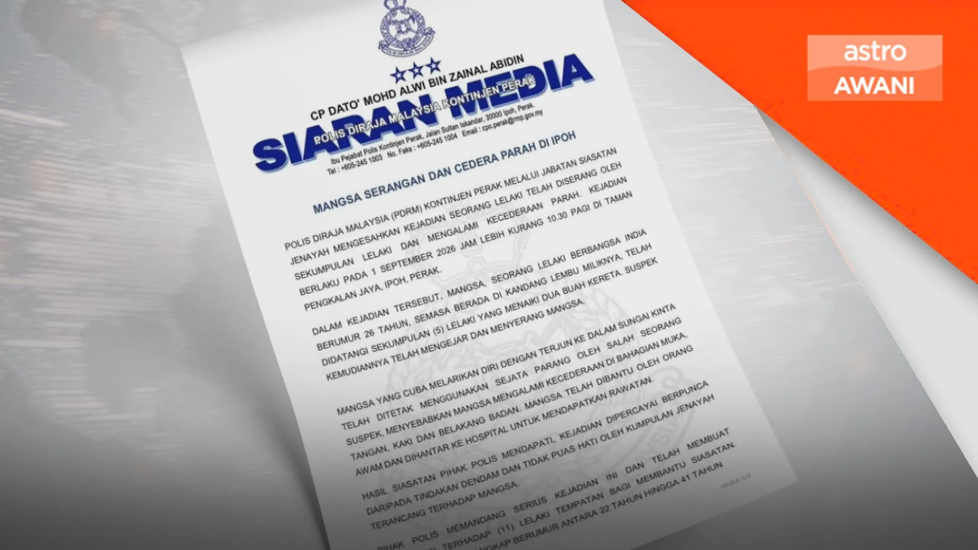 Mangsa cedera parah selepas ditetak, 11 lelaki ditahan polis bantu siasatan