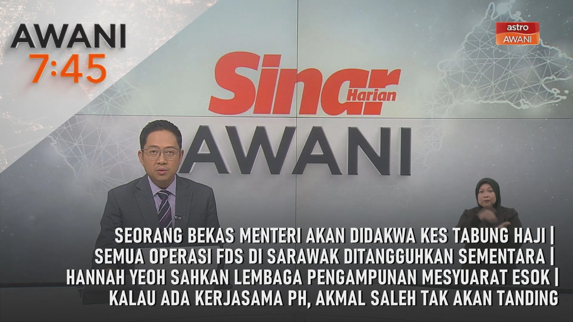 AWANI 7:45 [10/9/2026] – Seorang bekas Menteri akan didakwa kes Tabung Haji | Semua operasi FDS di Sarawak ditangguhkan sementara | Hannah Yeoh sahkan Lembaga Pengampunan mesyuarat esok | Kalau ada kerjasama PH, Akmal Saleh tak akan tanding