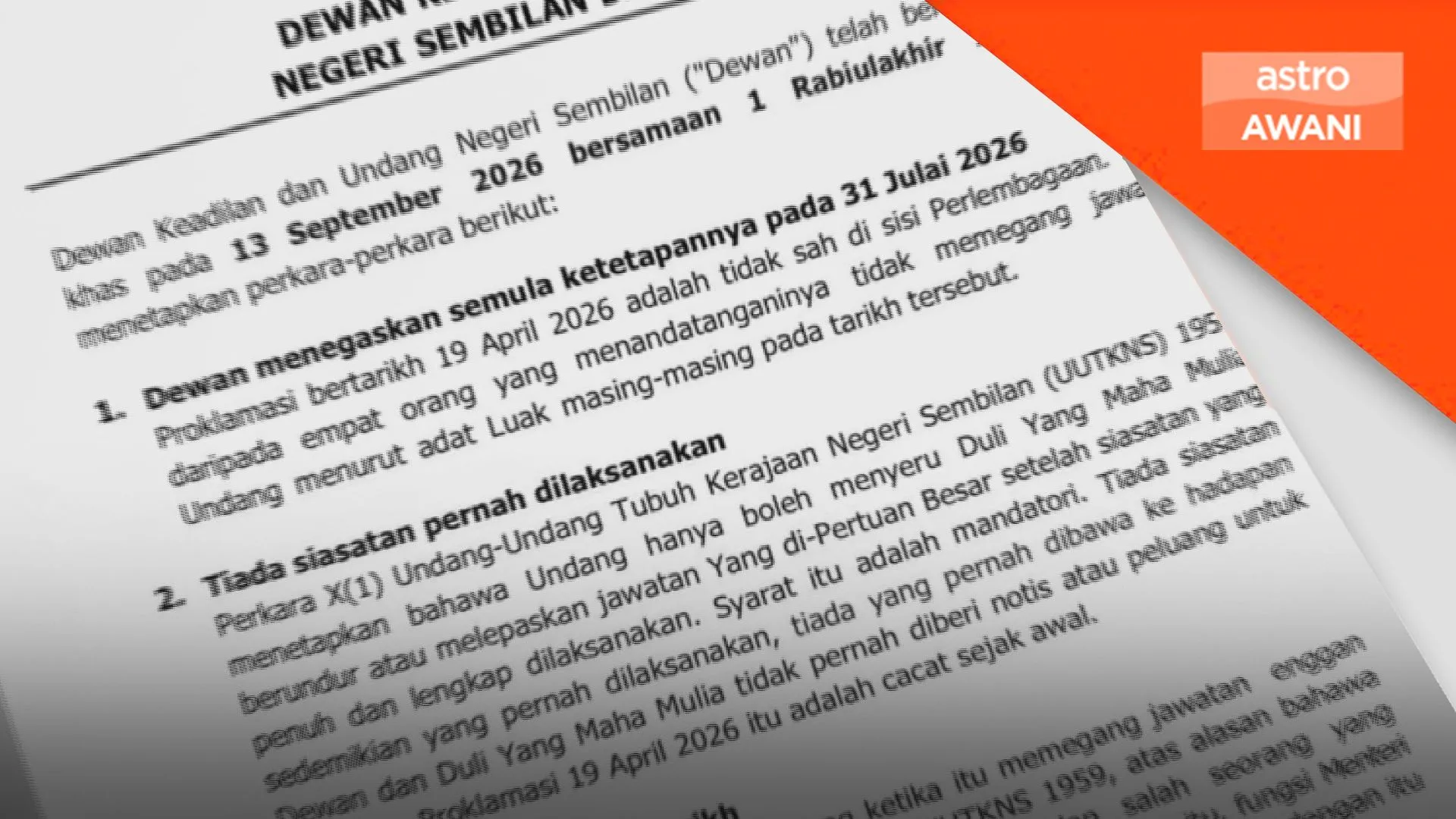 Tuanku Muhriz kekal Yang di-Pertuan Besar Negeri Sembilan