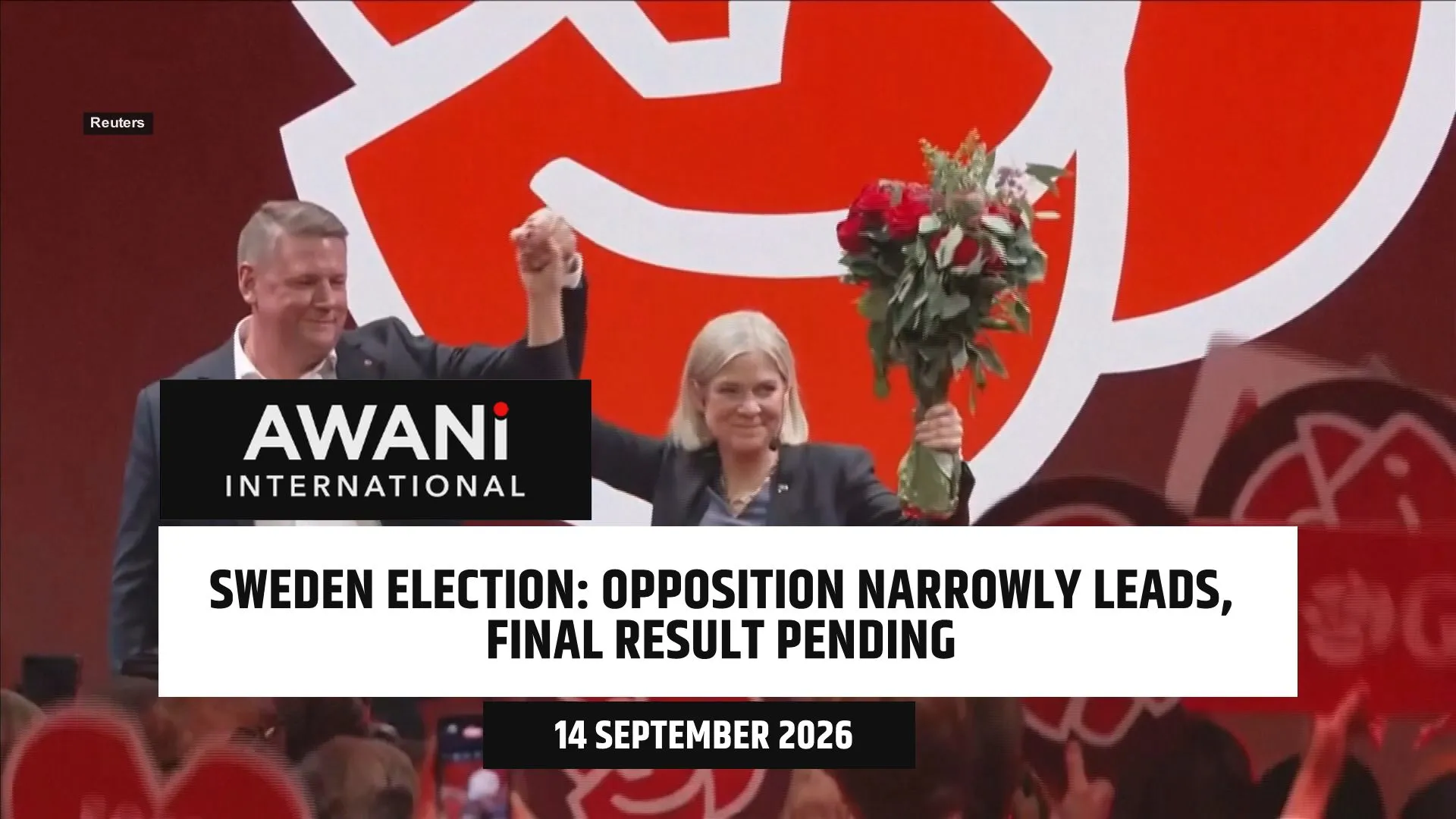 Sweden's centre-left opposition narowly leads in election, final result pending
