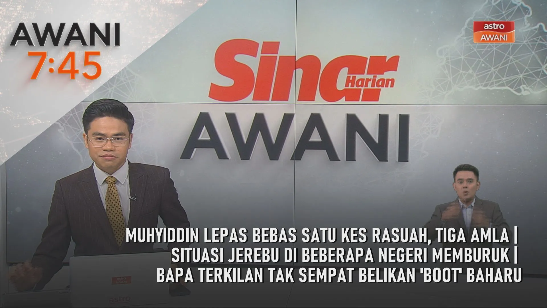 AWANI 7:45 [15/9/2026] – Kes Jana Wibawa: Muhyiddin lepas bebas satu kes rasuah, tiga AMLA | Situasi jerebu di beberapa negeri memburuk | Tragedi empat sekawan: Bapa terkilan tak sempat belikan 'boot' baharu