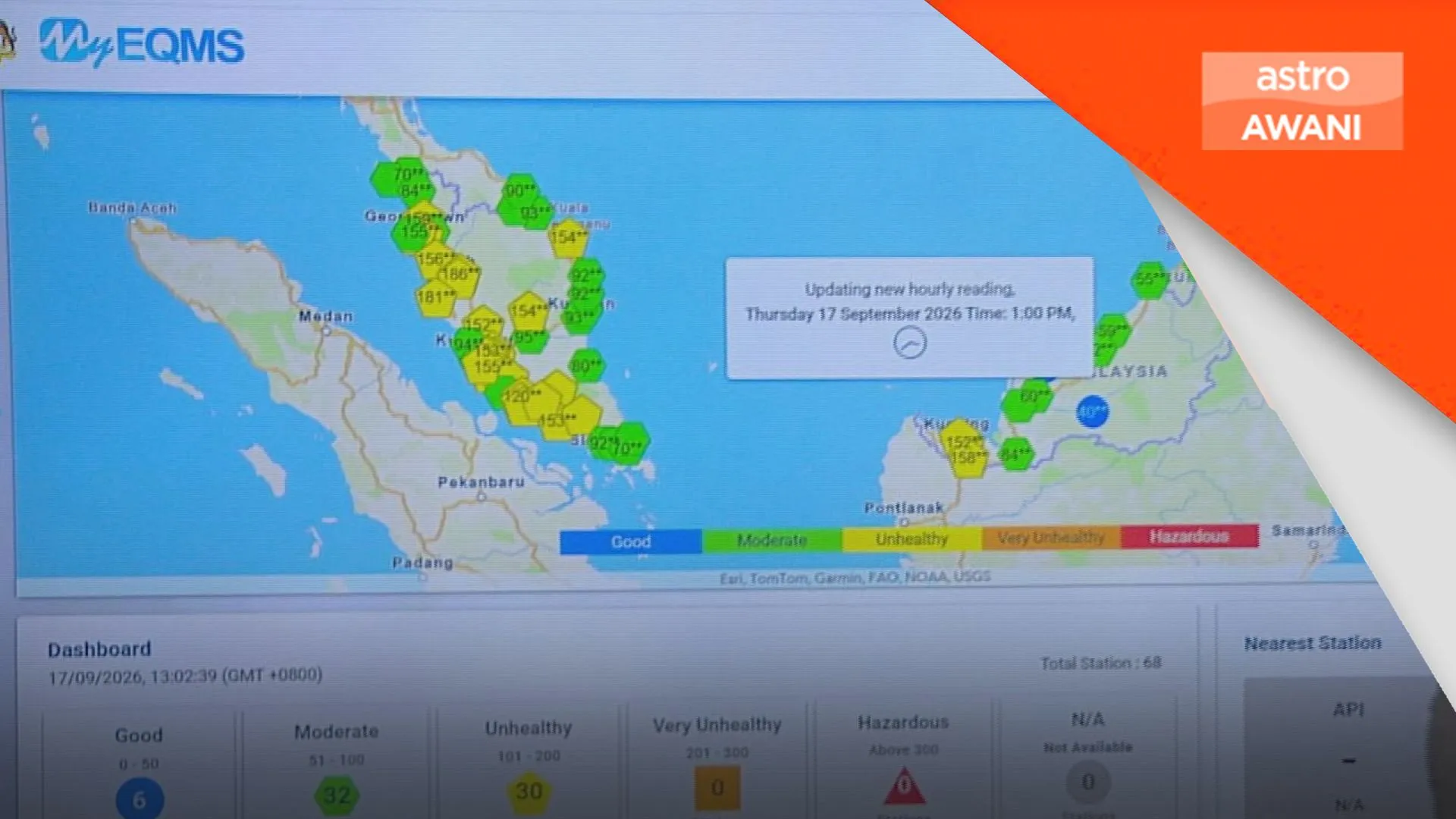 [DATA & STATISTIK] Perkembangan situasi jerebu setakat jam 1 tengahari
