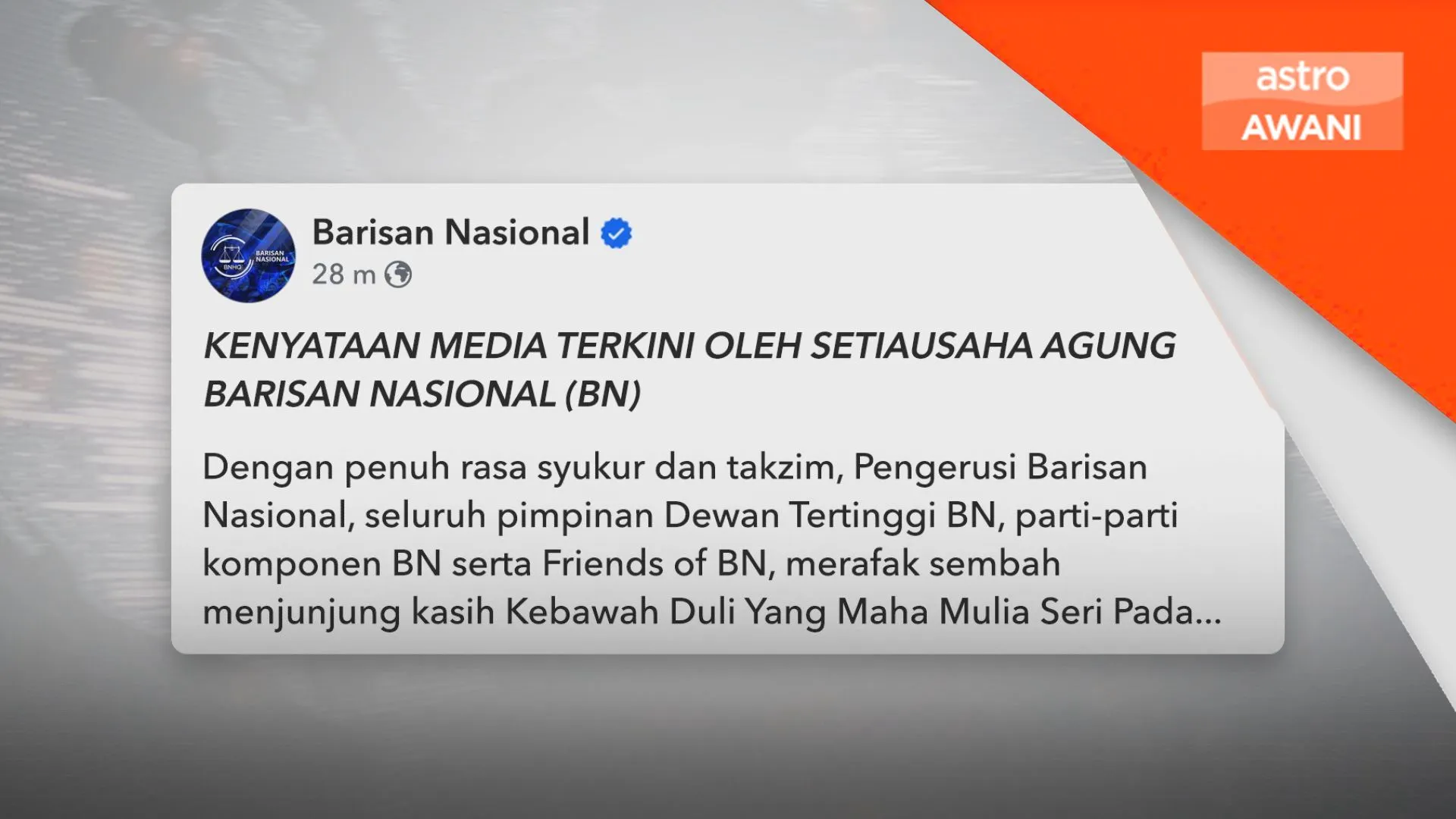Pengampunan Najib: BN sambut penuh kesyukuran - Zambry