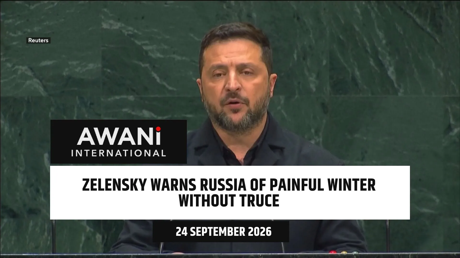 Zelensky warns Russia of painful winter without truce