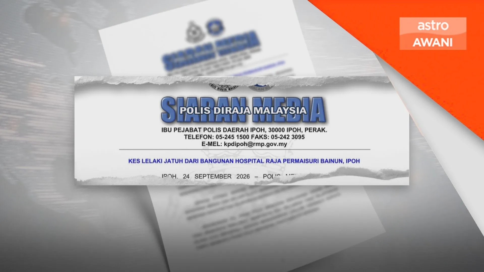 Warga emas kritikal dipercayai terjatuh bangunan HRPB