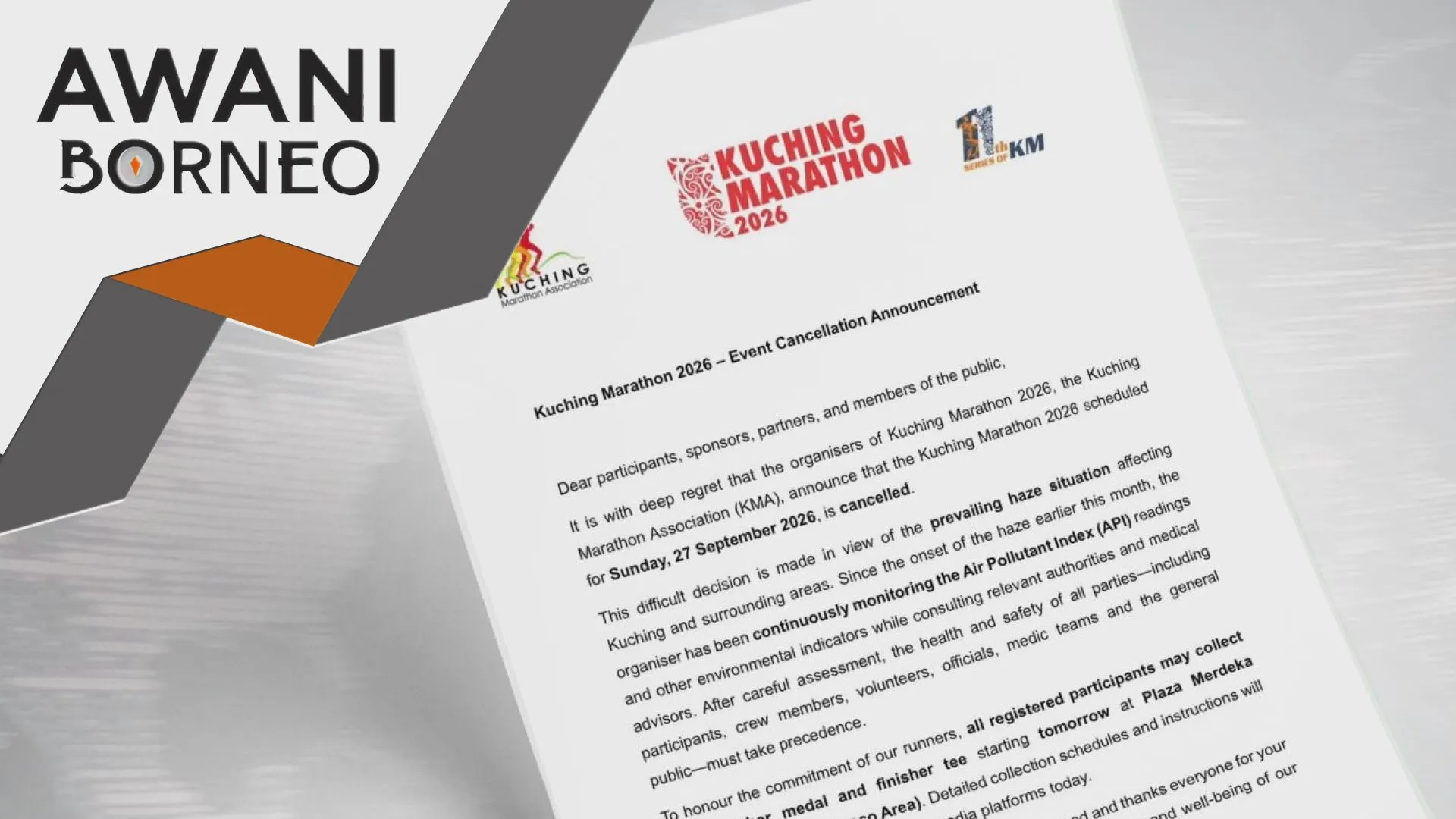Kuching Marathon 2026 batal angkara jerebu