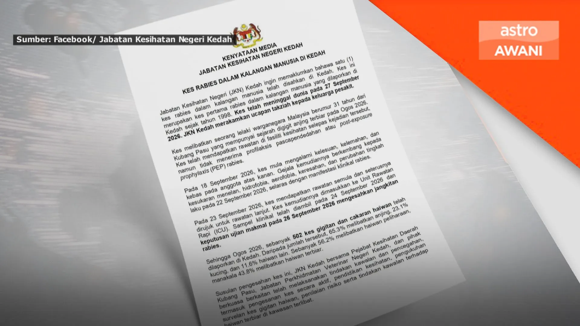 JKN Kedah kesan satu kematian  selepas 28 tahun