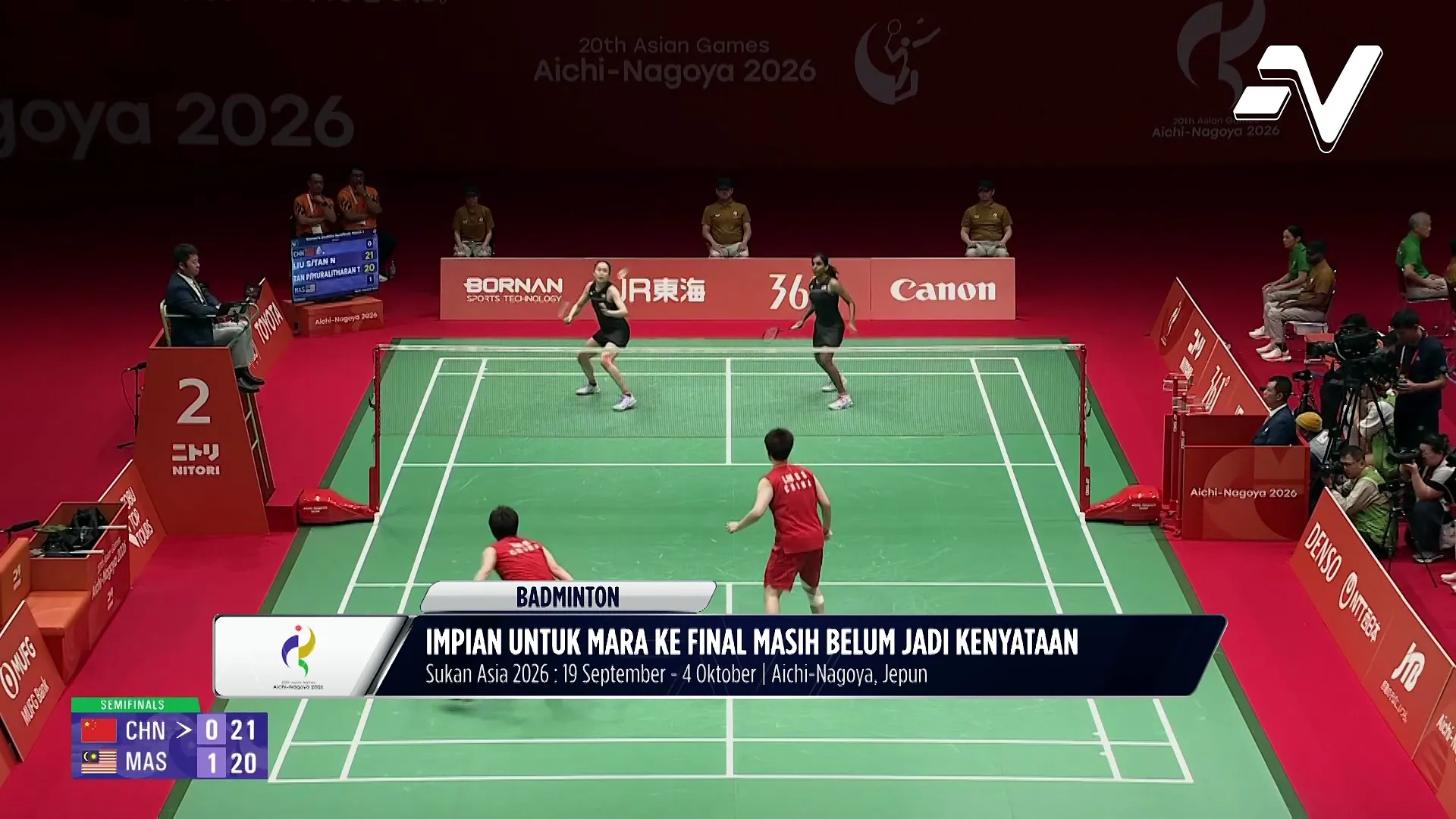 Pearly Tan & M. Thinaah tewas di separuh akhir sekaligus sumbangkan gangsa kepada negara