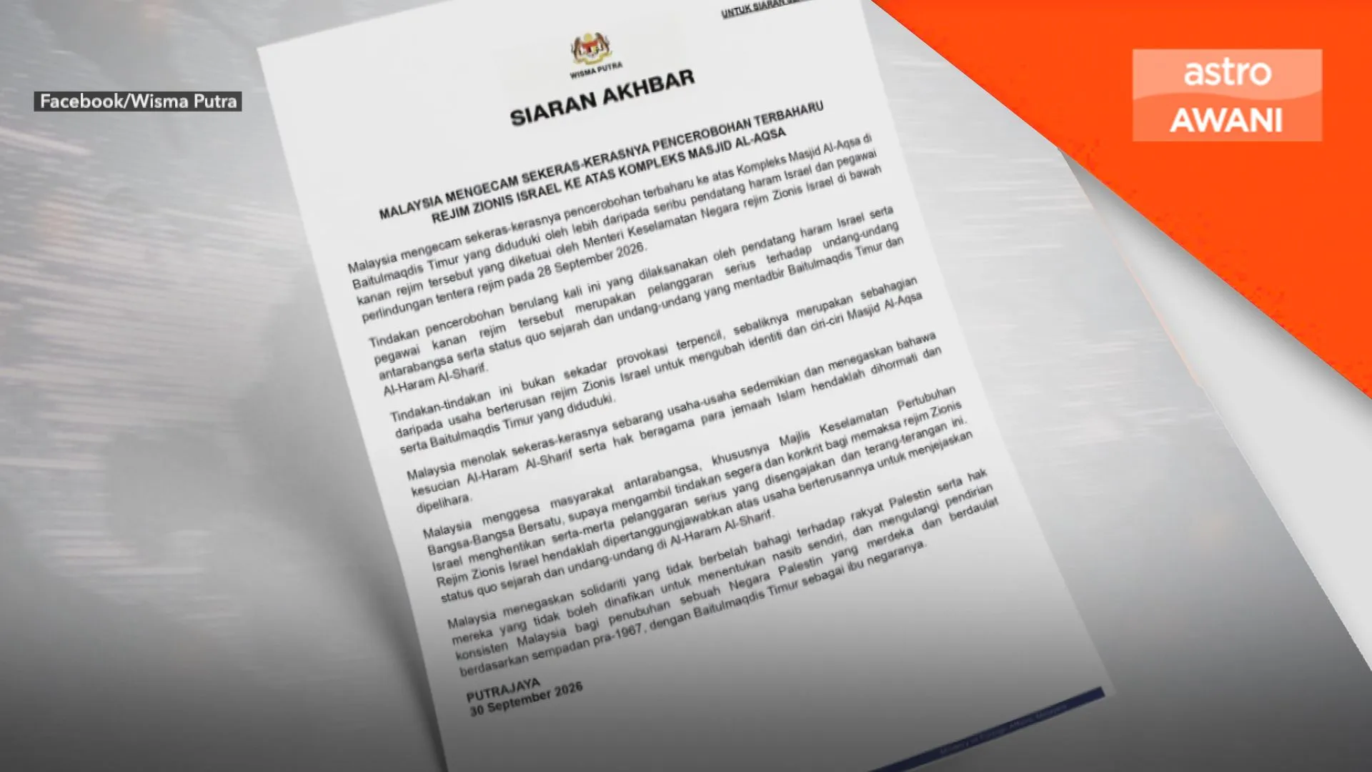 Malaysia kecam pencerobohan terbaharu di Masjid Al-Aqsa