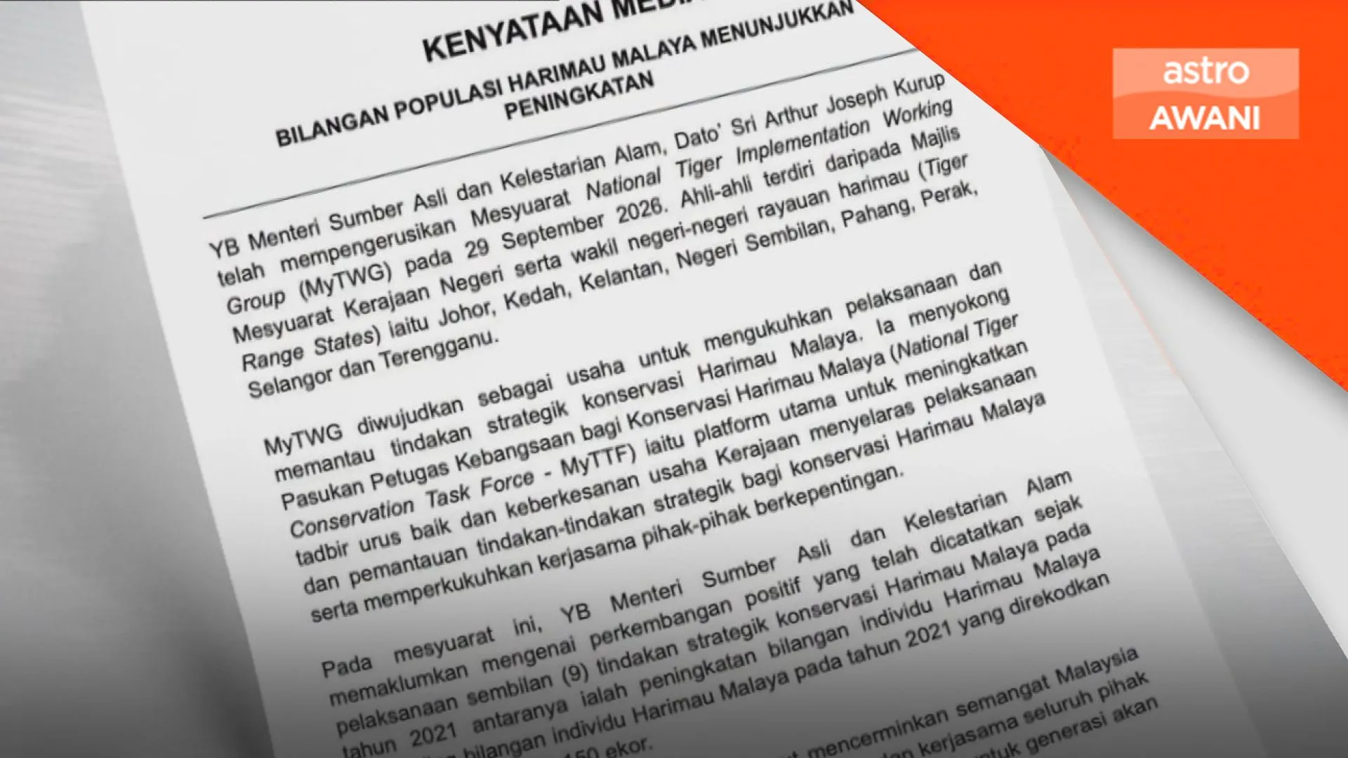 Populasi Harimau Malaya meningkat, Unit K9 diperkasa