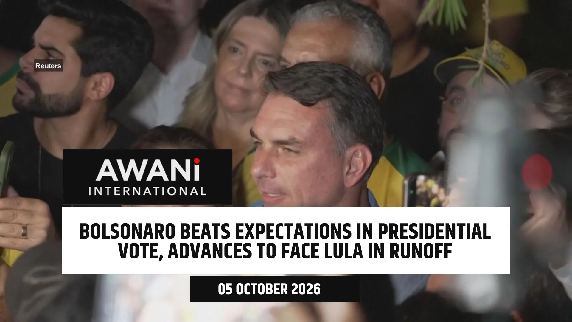 Brazil's Bolsonaro beats expectations in presidential vote, faces Lula in runoff