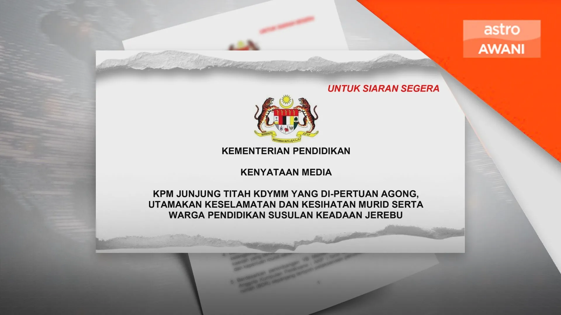 Sekolah di kawasan IPU melebihi 180 diarahkan tutup - KPM
