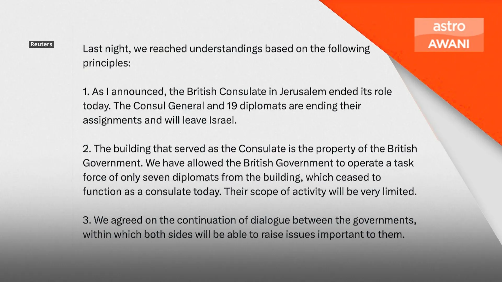Konsulat Britain di Baitulmaqdis tamatkan operasi