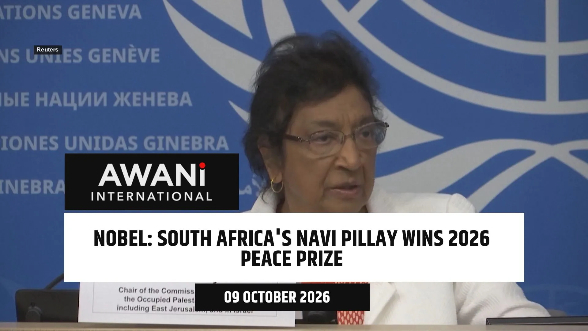 South Africa's Navi Pillay wins 2026 Nobel Peace Prize