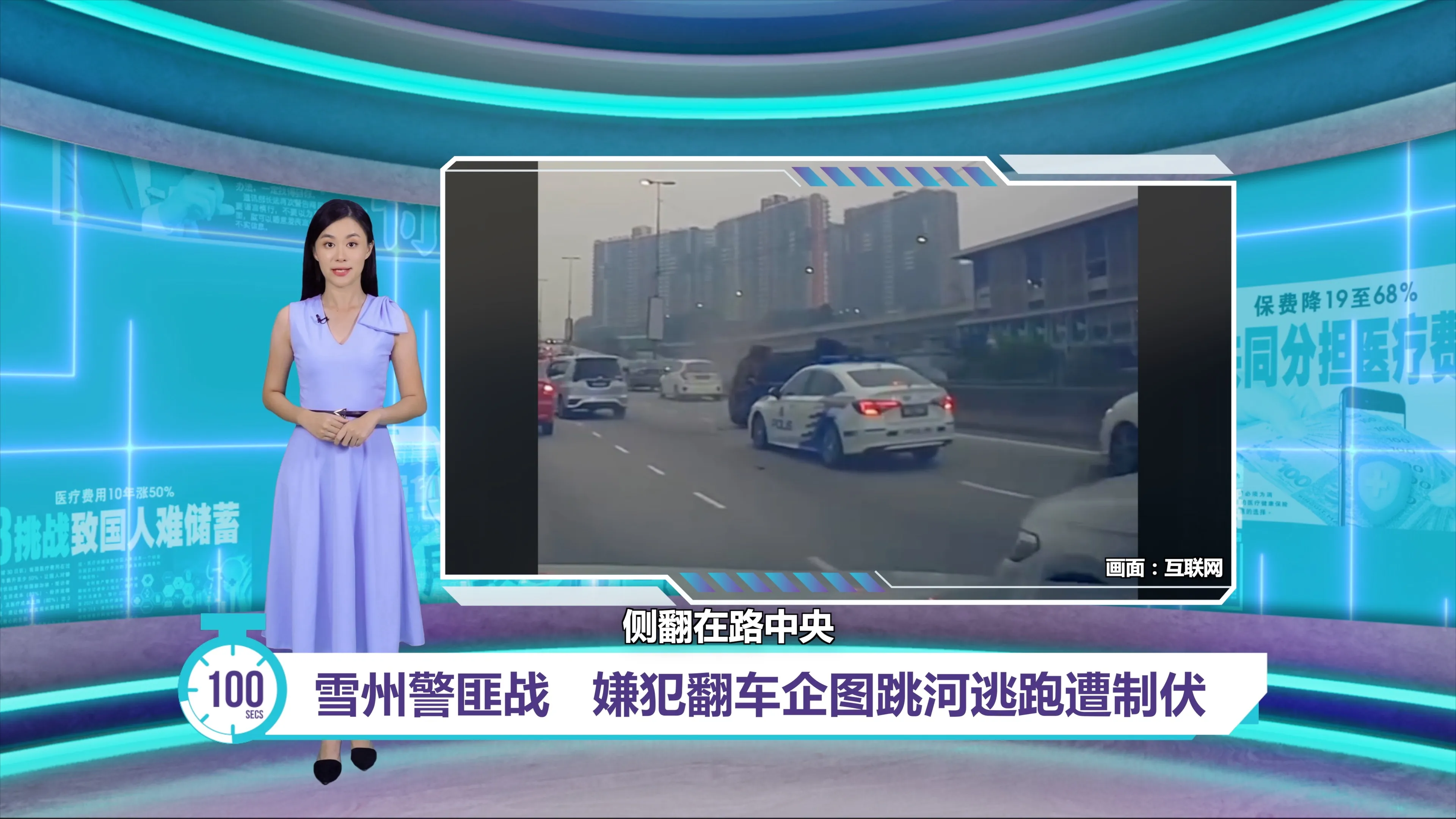 雪州上演警匪战   嫌犯翻车企图跳河逃跑遭制伏