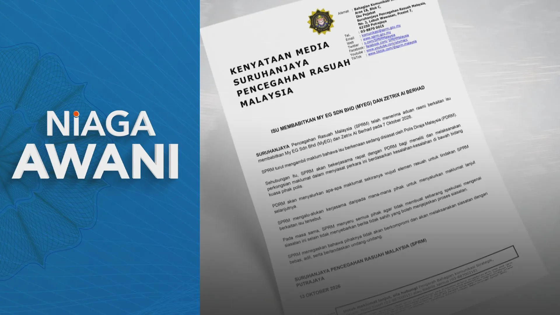 SPRM sahkan PDRM siasat MyEG dan Zetrix AI