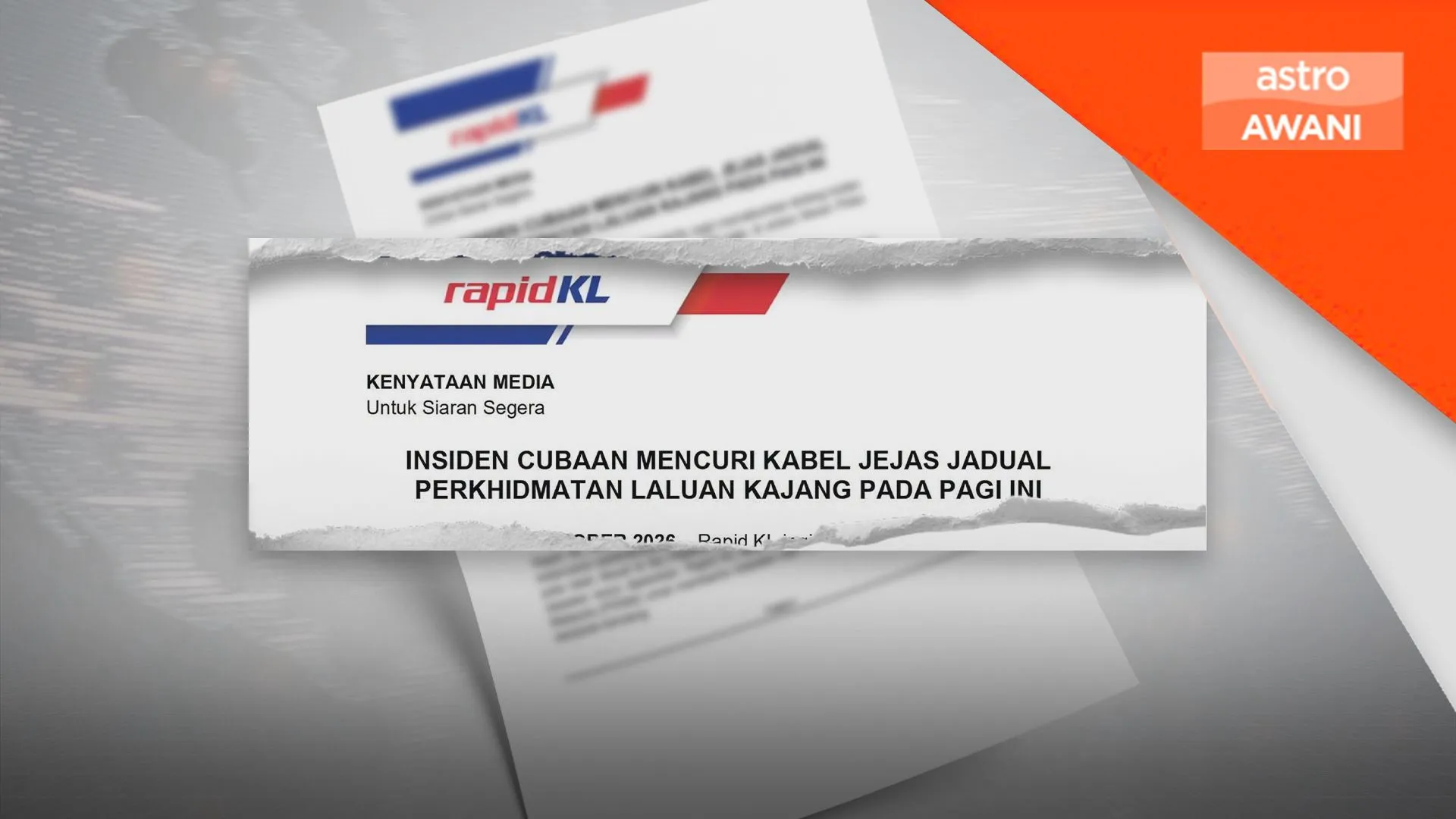 MRT Laluan Kajang lewat akibat cubaan curi kabel