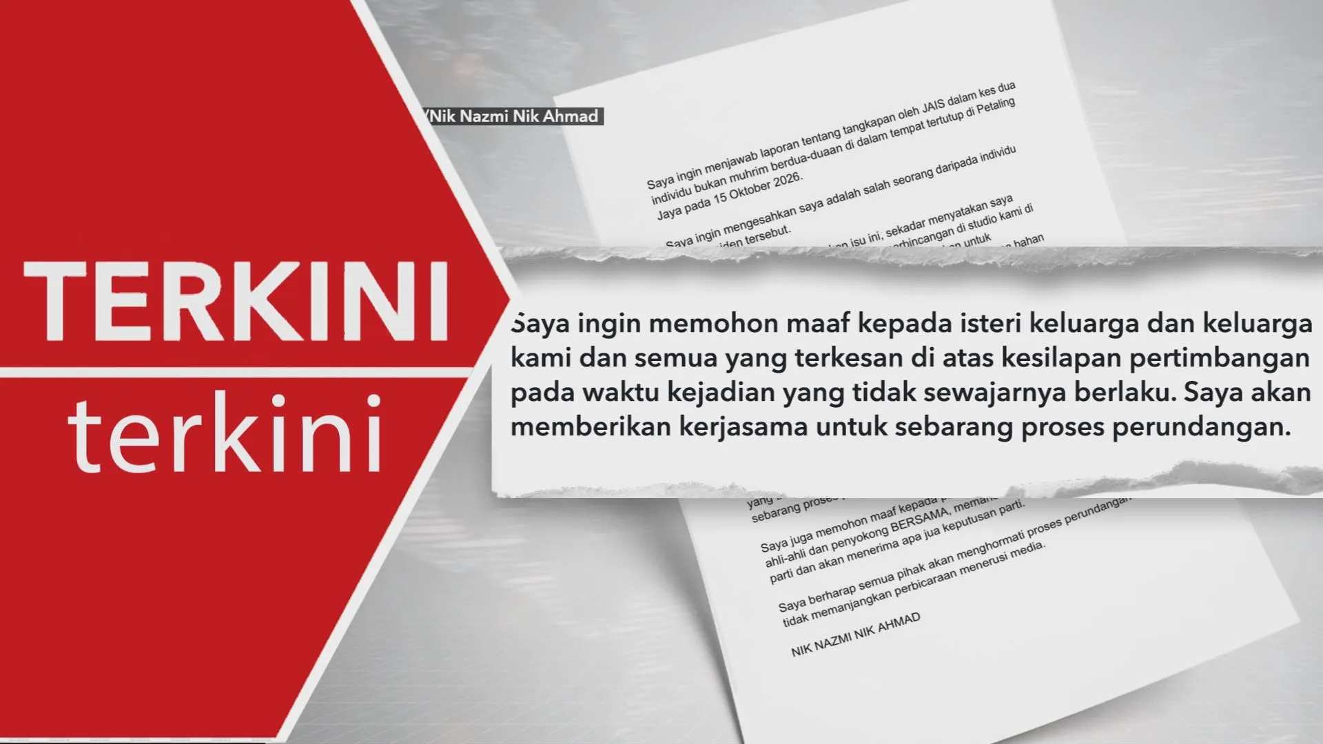 [TERKINI] Nik Nazmi nafi perbuatan sumbang, mohon maaf