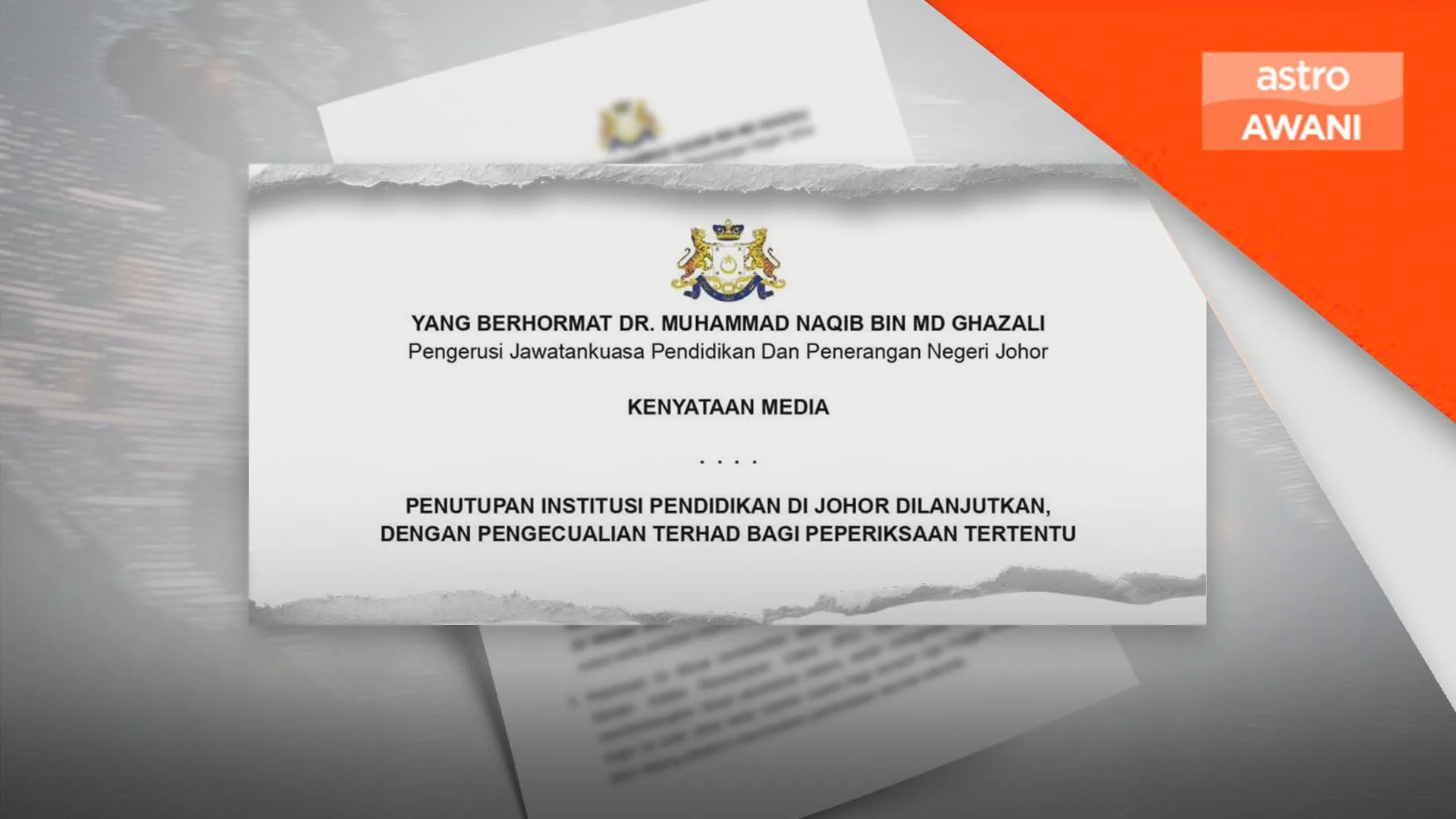 Penutupan sekolah di Johor dilanjutkan hingga 23 Oktober