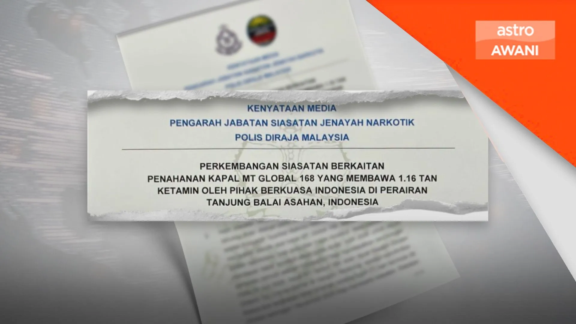Dua lelaki ditahan bantu siasatan kes kapal tangki bawa 1.16 tan ketamin